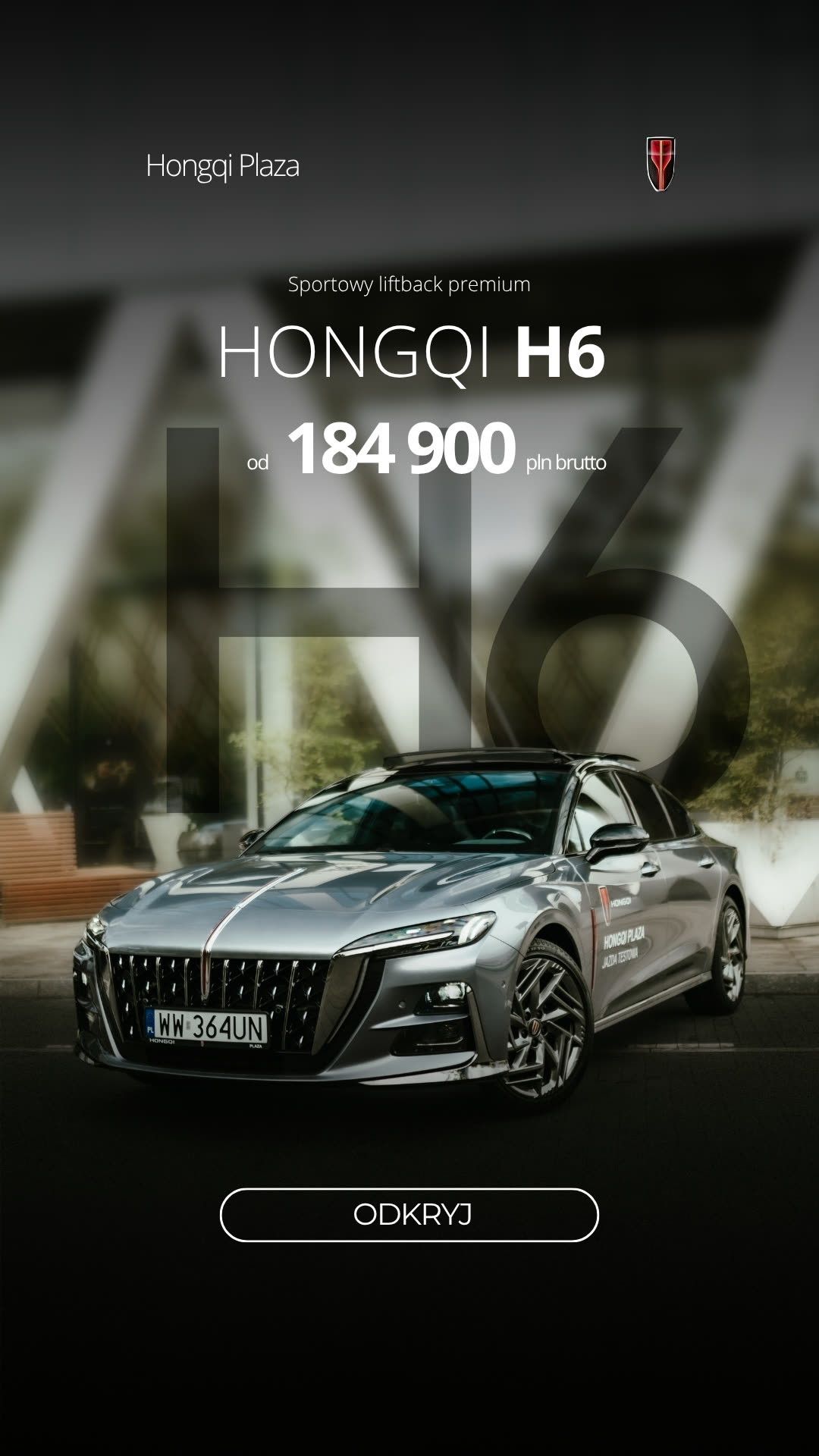 Hongqi H6 — kreacja reklamowa, ujęcie przednie